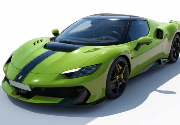 BBR Ferrari 296 Speciale – Verde Germoglio With Black Stripes (P18269N) 1:18 scale resin model car