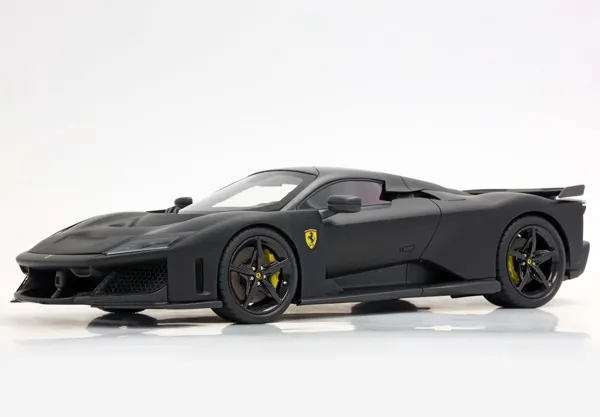 BBR Ferrari F80 Matt Black – Carbon Details – Yellow Brakes (BBR1223C) 1:12 scale resin model car