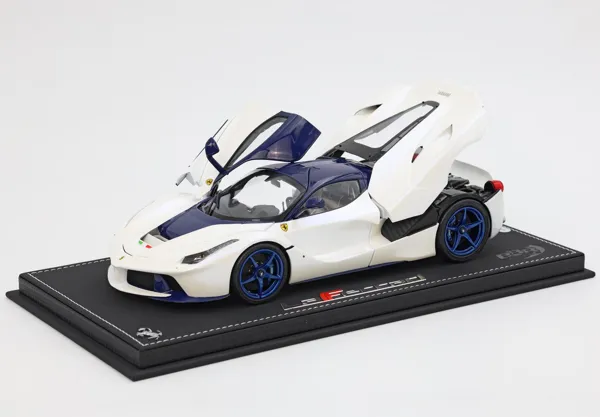 BBR Ferrari Laferrari 2012 Open Diecast – Special Pack White Birdcage – Carbon Blu Display Case Included (BBR182238DIE) 1:18 scale diecast model car