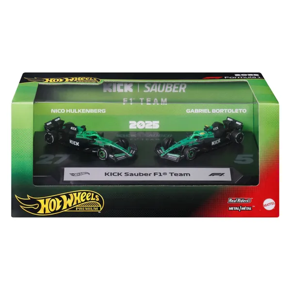 Hot Wheels Hot Wheels Premium KICK Sauber 2025 Formula 1® Team #27 Nico Hülkenberg & Team #5 Gabriel Bortoleto 1:64 scale diecast model car