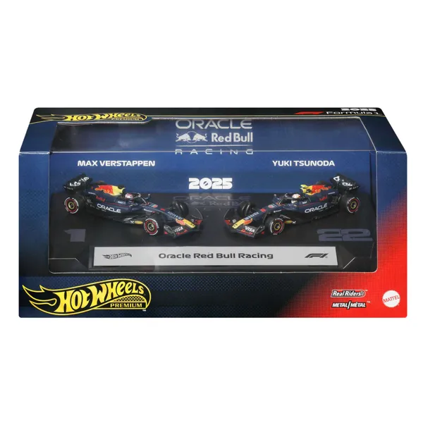 Hot Wheels Hot Wheels Premium Oracle Red Bull Racing 2025 Formula 1® Team #22 Yuki Tsunoda & Team #1 Max Verstappen 1:64 scale diecast model car