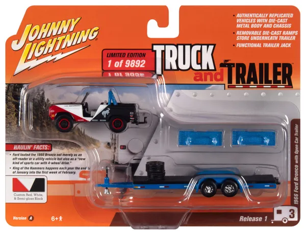 Johnny Lightning 1966 Ford Bronco w/Open Trailer & Tires (King of the Hammers) Version ADiecast 1:64 scale diecast model car
