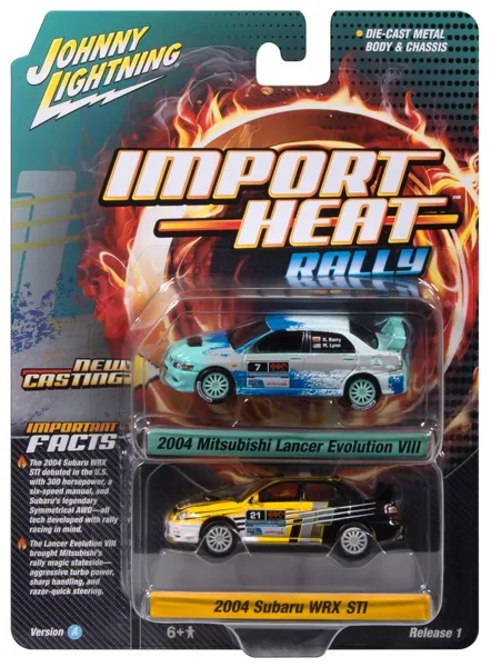 Johnny Lightning 2026 Release 1 Import Heat Rally A (2-Pack) Diecast (DUE OCTOBER 2026) 1:64 scale diecast model car