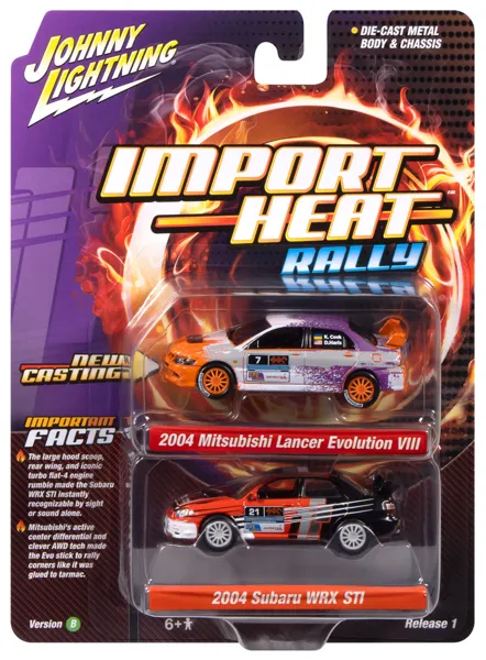 Johnny Lightning 2026 Release 1 Import Heat Rally B (2-Pack) Diecast (DUE OCTOBER 2026) 1:64 scale diecast model car
