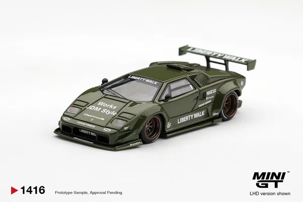 MINI GT Lamborghini Countach LB-WORKS Army Green (MGT01416) 1:64 scale diecast model car