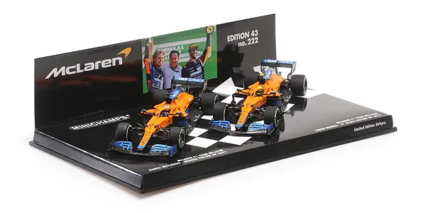 Minichamps 2-Car Set - Mclaren F1 Team Mcl35M - 1-2 Finish Ricciardo/Norris - Italian Gp 2021 (532210304) 1:43 scale diecast model car