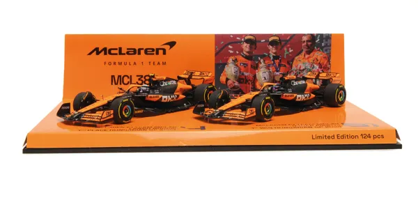 Minichamps 2-Car Set - Mclaren F1 Team Mcl38 - 1-2 Finish Piastri/Norris - Hungarian Gp 2024 (532248104) 1:43 scale diecast model car